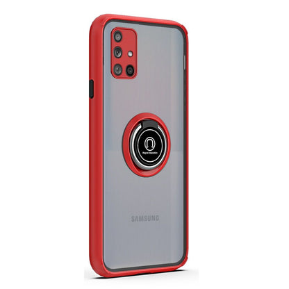 For Samsung Galaxy Note 8 Hybrid Protective PC TPU Shockproof with 360° Rotation Ring Magnetic Stand & Covered Camera Red Phone Case Cover