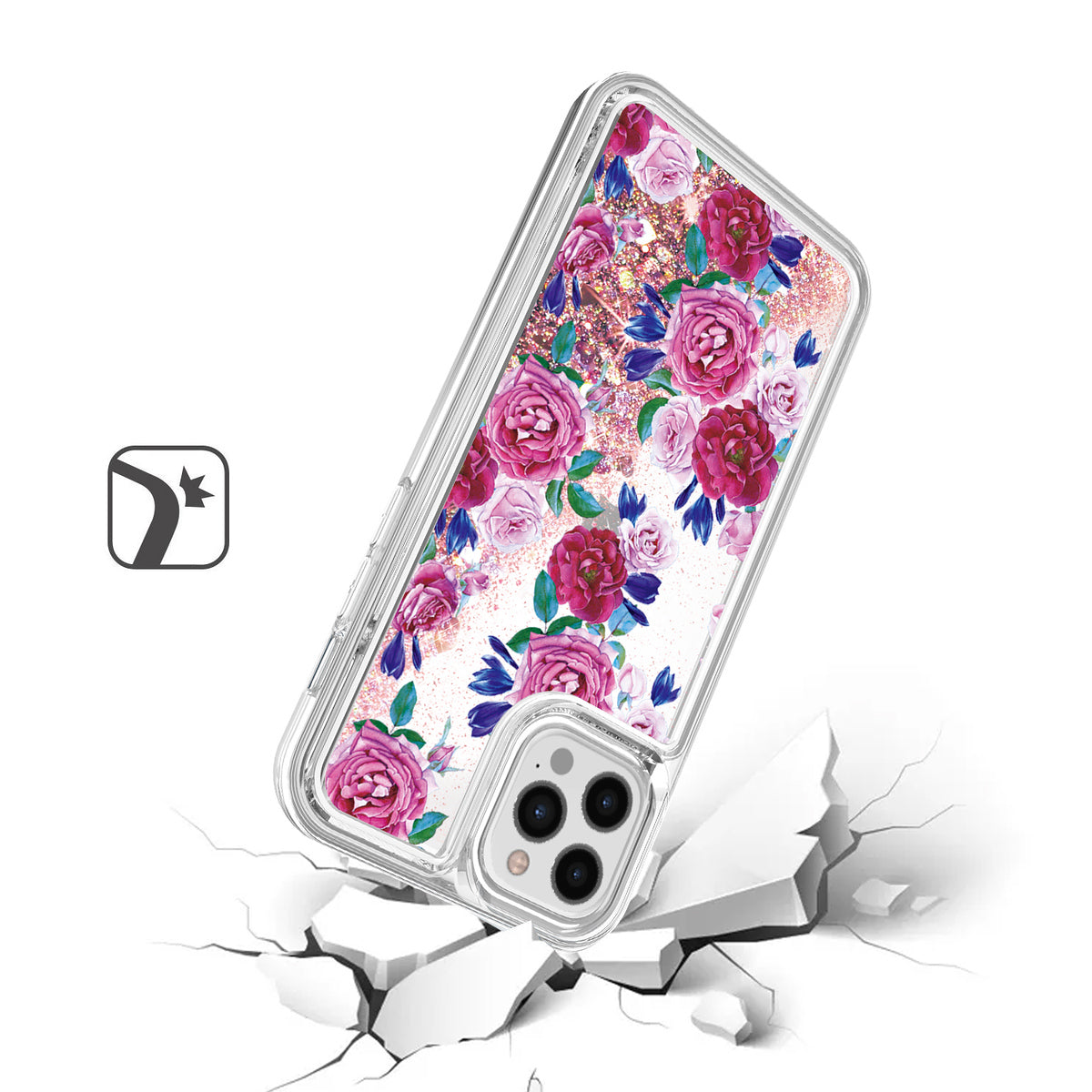 For Apple iPhone 14 /Pro Max Quicksand Glitter Design Colorful Waterfall Liquid Floating Sparkle Bling Rubber  Phone Case Cover