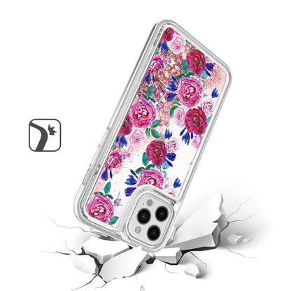 For Apple iPhone 14 /Pro Max Quicksand Glitter Design Colorful Waterfall Liquid Floating Sparkle Bling Rubber  Phone Case Cover