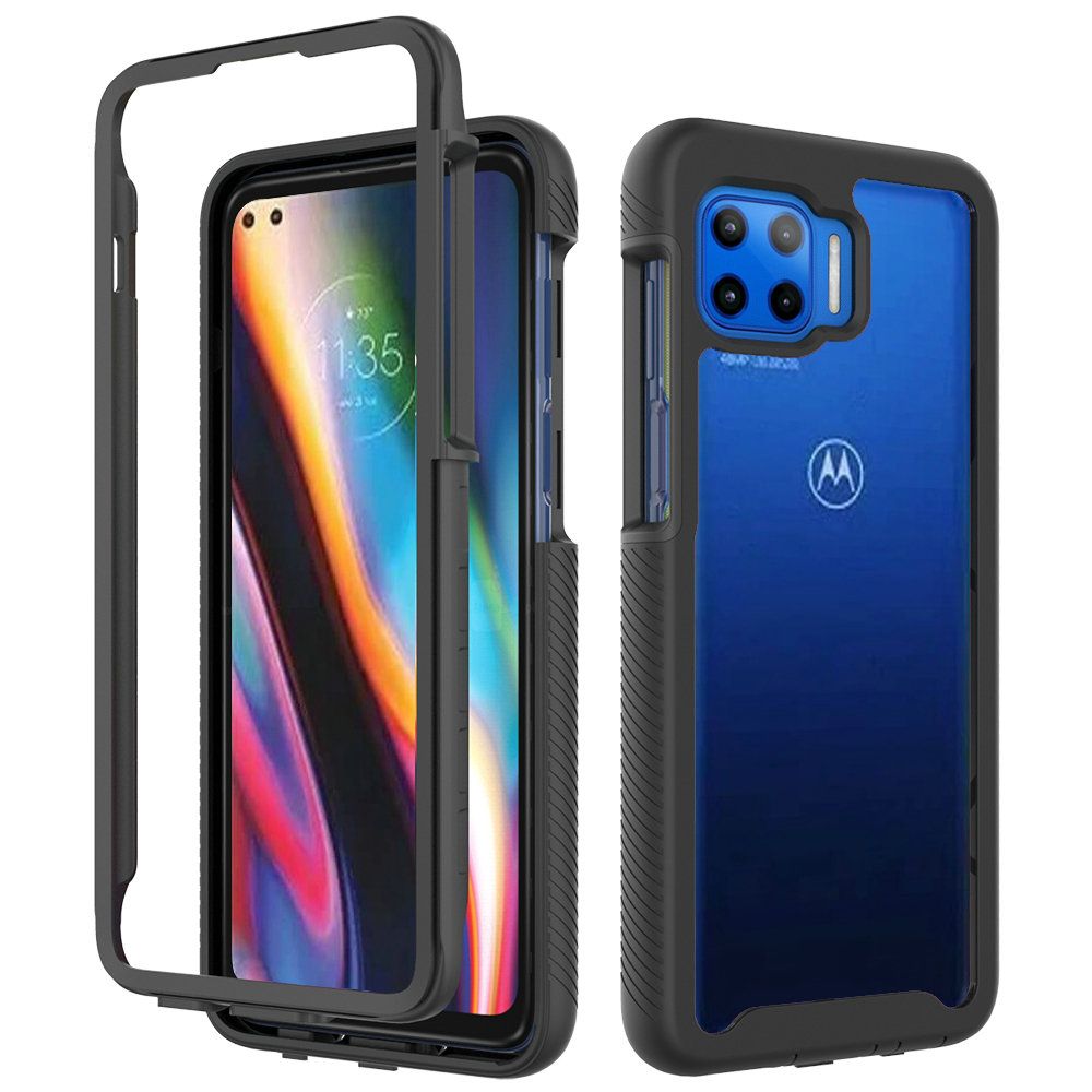 For Motorola Moto One 5G, Moto G 5G Plus, Moto One Lite Clear Dual Layer Rugged Bumper Frame Heavy Duty Hybrid Shockproof Rubber Black Phone Case Cover