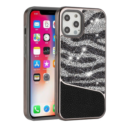 For Apple iPhone 13/ Pro Max Bling Animal Skin Design Glitter Hybrid Thick TPU Shiny Protective Rubber Frame  Phone Case Cover