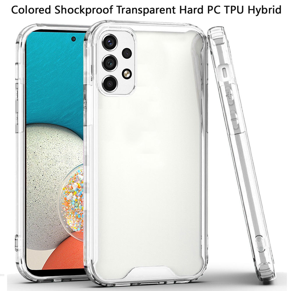 For Samsung Galaxy A53 5G Colored Shockproof Transparent Hard PC + Rubber TPU Hybrid Bumper Shell Thin Slim Protective  Phone Case Cover