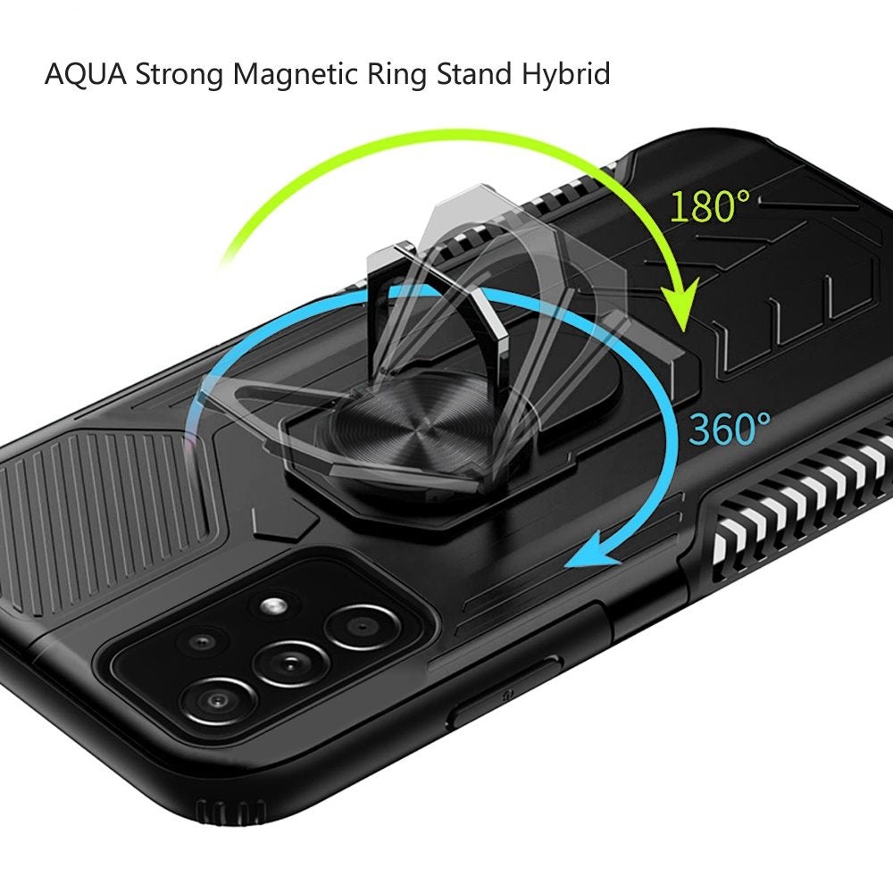 For Apple iPhone 11 (6.1") Military Grade Hybrid Heavy Duty 2 in 1 Protective Hard PC and Silicone with Ring Stand Holder  Phone Case Cover