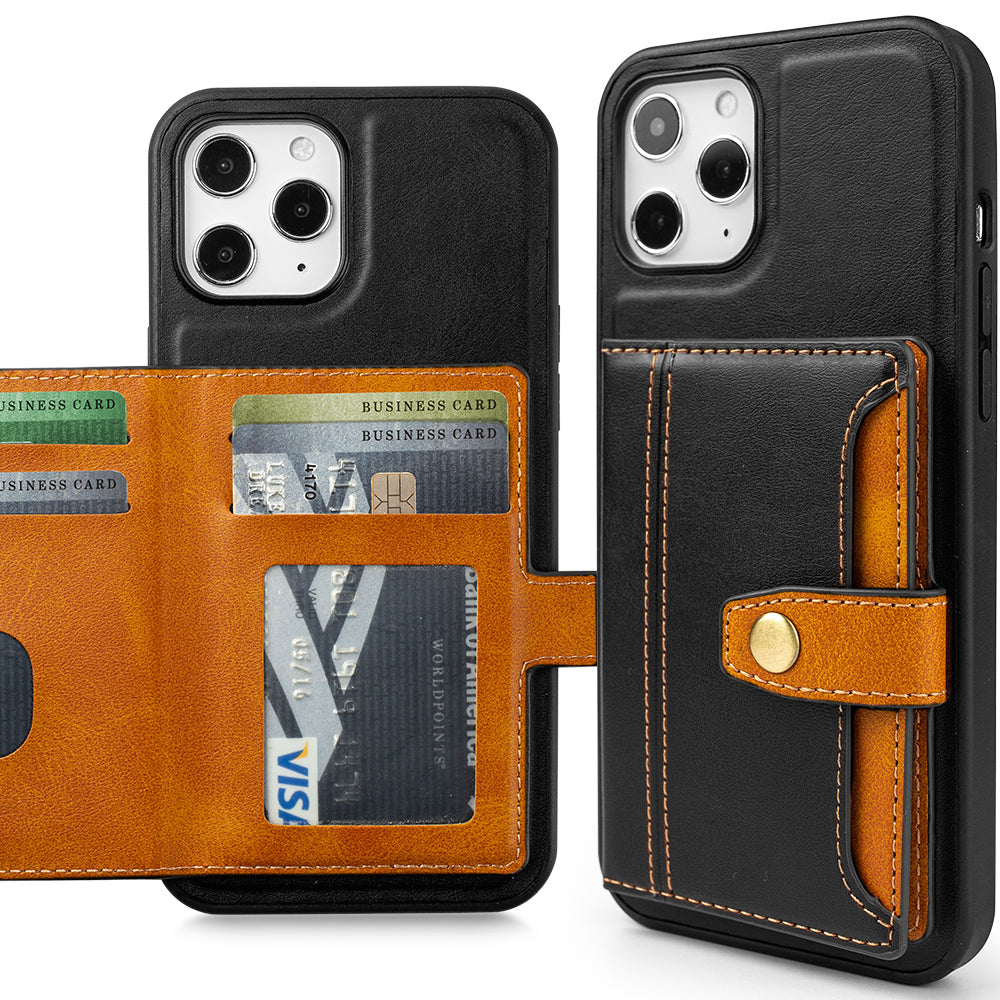 For Apple iPhone 13 /Pro Max Mini Leather Wallet Case Multi card Slim Hard Hybrid Pouch with 5 Credit Card & ID Slots Stand Flip Protective  Phone Case Cover