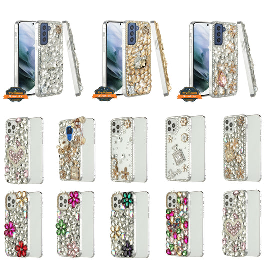 For Samsung Galaxy Z Flip 3 5G Bling Clear Crystal 3D Full Diamonds Luxury Sparkle Transparent Rhinestone Hybrid  Phone Case Cover