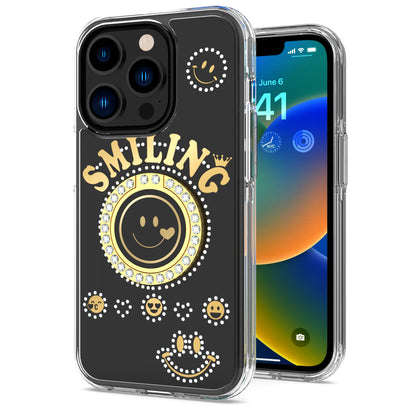 For Motorola Moto G Stylus 5G 2022 Smiling Glitter Ornament Bling Sparkle with Ring Stand Hybrid Hard Back Shell  Phone Case Cover