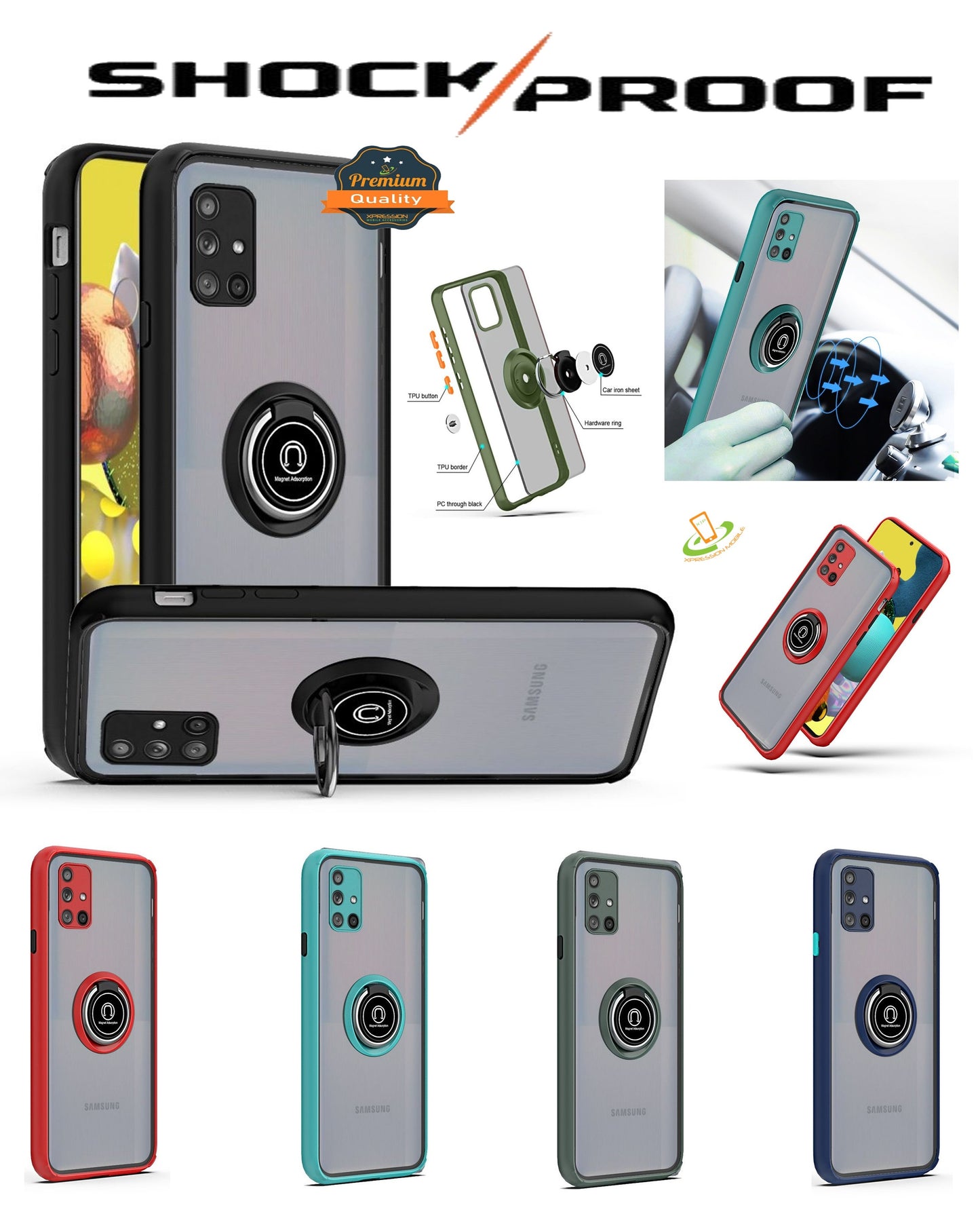 For Motorola Moto G50 5G Hybrid Protective PC Shockproof with 360° Rotation Ring Magnetic Metal Stand & Covered Camera  Phone Case Cover