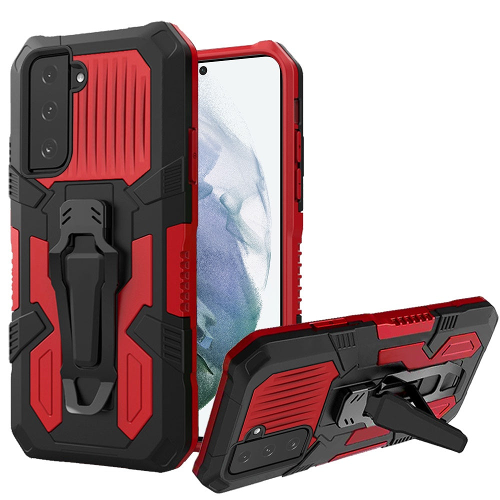 For Samsung Galaxy S22 Rugged Heavy Duty Dual Layers Hybrid Shockproof Protective with Built in Metal Clip Holder & Kickstand  Phone Case Cover