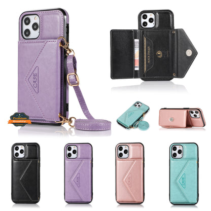 For Samsung Galaxy A02s Wallet Case Credit Card ID Money Holder Lanyard Detachable Neck Strap Protective Flip Slim PU Leather  Phone Case Cover