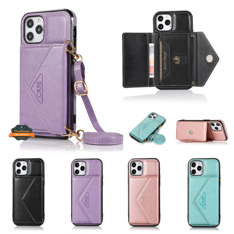 Crossbody Leather Zipper Wallet Case for iPhone With Strap - The Armour Case