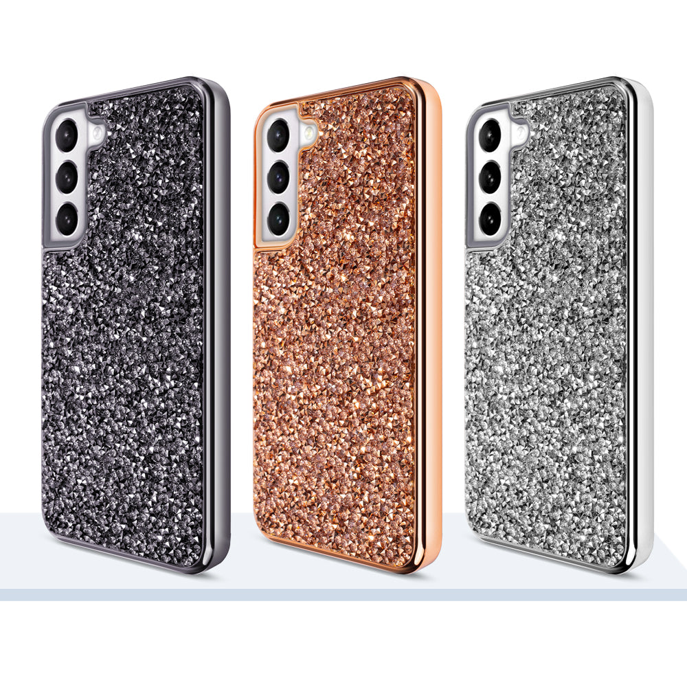 For Samsung Galaxy S22 /Plus Ultra Bling Sparkly Glitter Luxury Diamonds Shiny Sparker Shell Hybrid Rugged TPU & Hard PC Electroplated Frame  Phone Case Cover