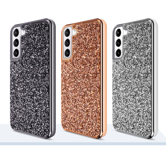 For Samsung Galaxy S22 /Plus Ultra Bling Sparkly Glitter Luxury Diamonds Shiny Sparker Shell Hybrid Rugged TPU & Hard PC Electroplated Frame  Phone Case Cover