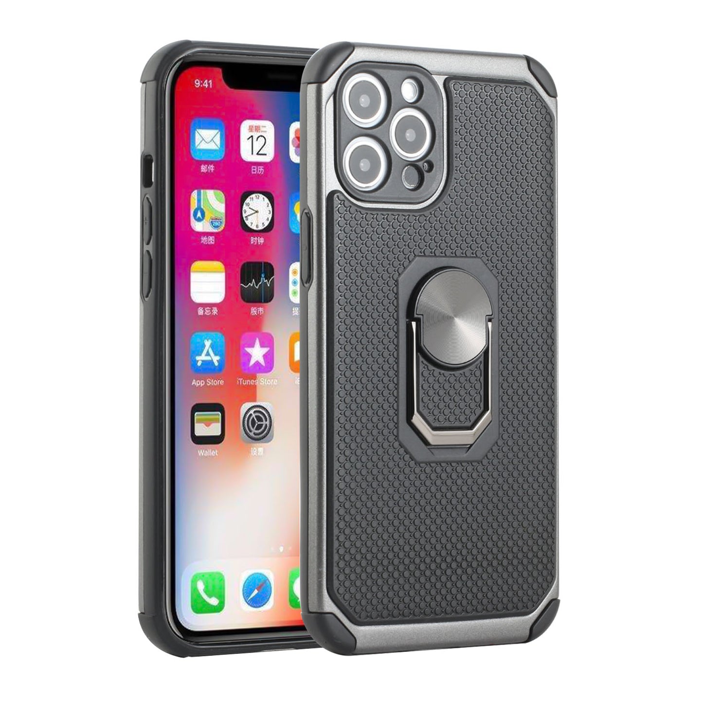 For Apple iPhone 11 (6.1") Slim Rugged TPU Shockproof Hybrid with Magnetic Ring Stand Holder  Phone Case Cover