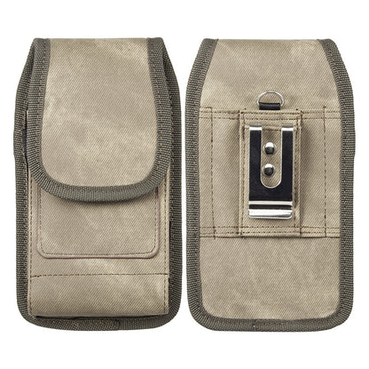 Universal Vertical Nylon Cell Phone Holster Case with Dual Credit Card Slots, Belt Clip Pouch and Belt Loop for Apple iPhone Samsung Galaxy LG Moto All Mobile phones Size 6.3" Universal Nylon [Brown Denim]