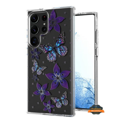 For Samsung Galaxy S23 /Plus /Ultra Hybrid Trendy Image Patterns Design Transparent Hard Back Shockproof TPU Rubber  Phone Case Cover