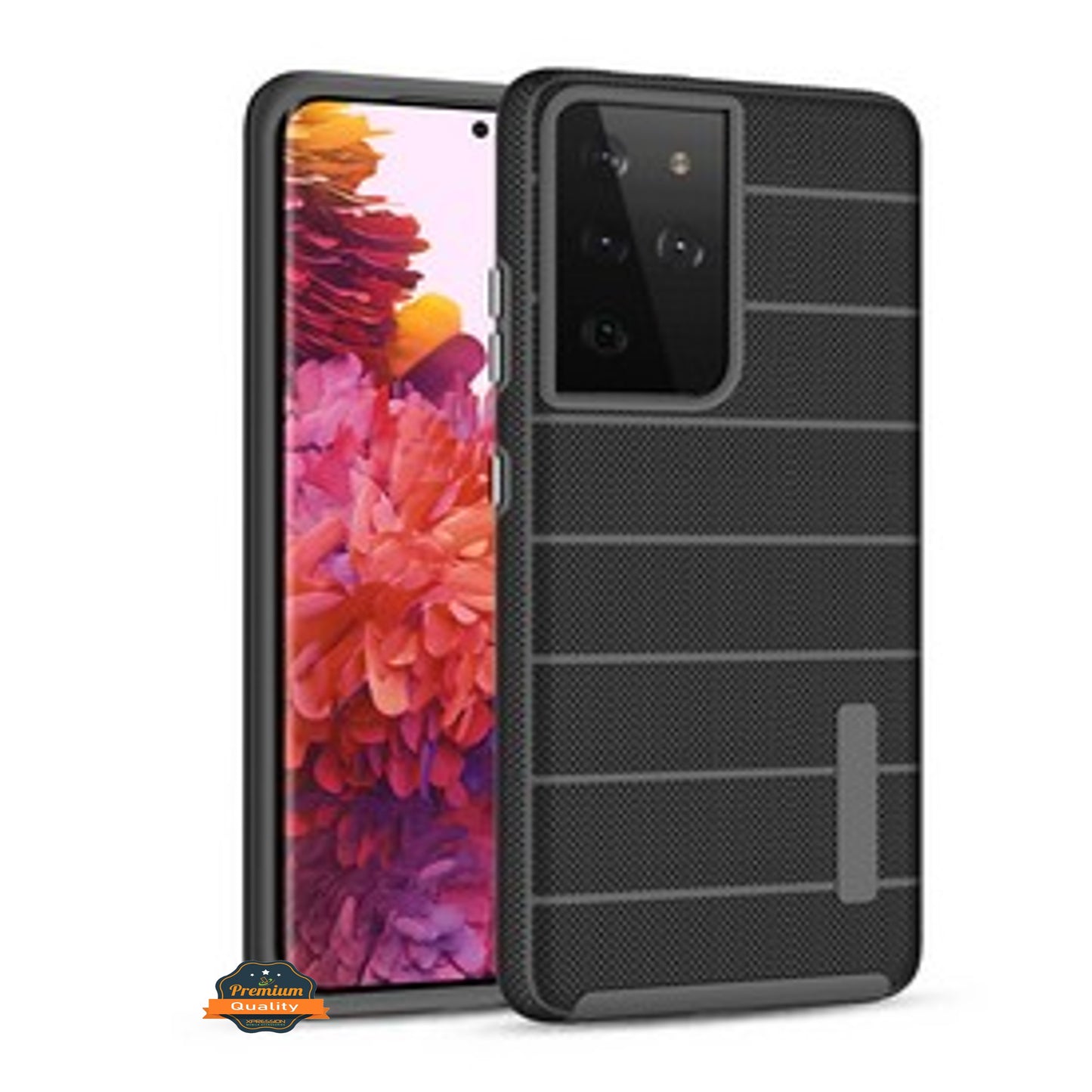 For Apple iPhone 11 (6.1") Texture Brushed Line Shockproof Rugged Shield Non-Slip Hybrid Dual Layers Soft TPU + Hard PC Back Black Phone Case Cover