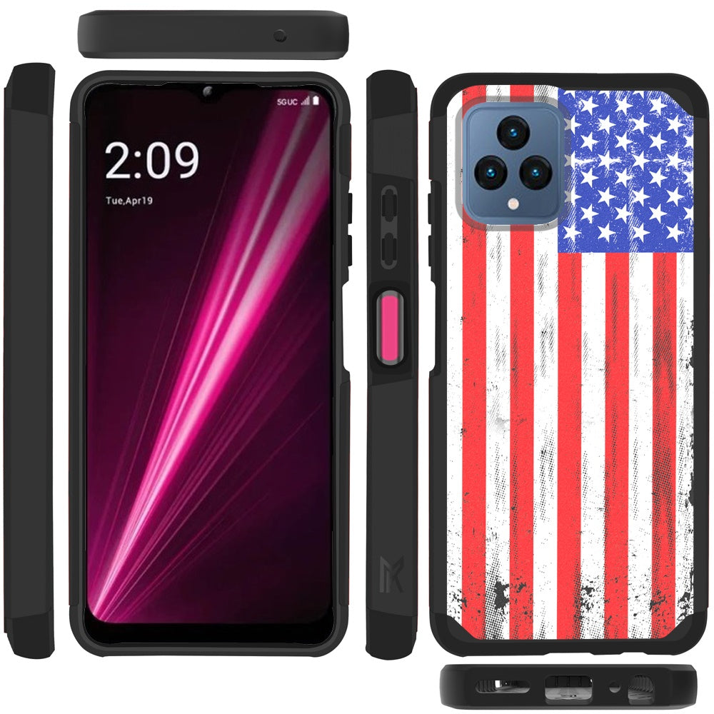 For T-Mobile Revvl 6 /6 Pro 5G Graphic Design Pattern Hard PC TPU Tough Strong Hybrid Shockproof Armor Frame  Phone Case Cover