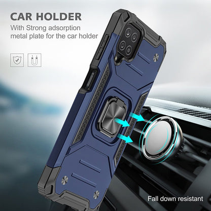 For Samsung Galaxy A42 5G Armor Stand Hybrid with Ring Holder Kickstand Shockproof Heavy-Duty Durable Rugged Dual Layer Blue Phone Case Cover