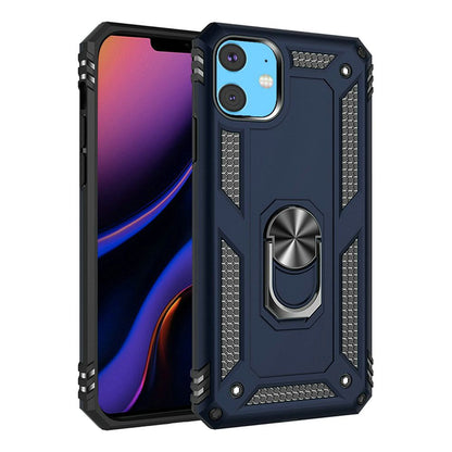 For Apple iPhone 11 (6.1") Military Grade Rugged Dual Layers 2in1 Hard PC + TPU Shockproof Hybrid with Ring Kickstand  Phone Case Cover