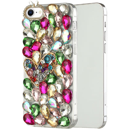 For Apple iPhone SE 3 (2022) SE/8/7 Bling Crystal 3D Full Diamonds Luxury Sparkle Rhinestone Hybrid Protective  Phone Case Cover