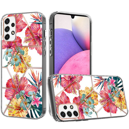 For Samsung Galaxy A33 5G Fashion Art Floral IMD Design Beautiful Flower Pattern Hybrid Protective Hard Rubber TPU Slim  Phone Case Cover