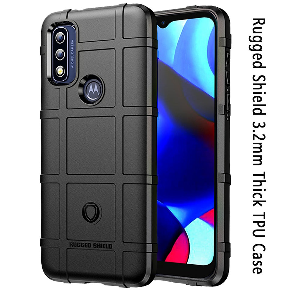 For Apple iPhone 11 (6.1") Rugged Shield Hybrid Gel TPU Thick Rough Armor Tactical Matte Grip Silicone Texture Anti-Drop Black Phone Case Cover