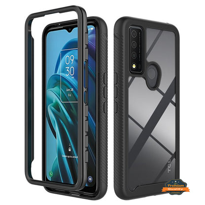 For TCL 30 XE 5G Full Body Frame Armor Slim Hybrid Double Layer Hard PC + TPU Transparent Back Rugged Shockproof  Phone Case Cover