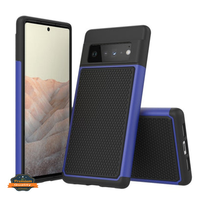 For Google Pixel 6 /6 Pro Hybrid Armor Rugged Textured Dual Layer TPU & Hard Back Shell Military-Grade Shockproof Protective Black Phone Case Cover