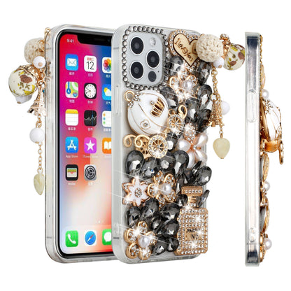 For Apple iPhone 13 (6.1") Bling Clear Crystal 3D Full Diamonds Luxury Sparkle Rhinestone Hybrid Protective  Phone Case Cover