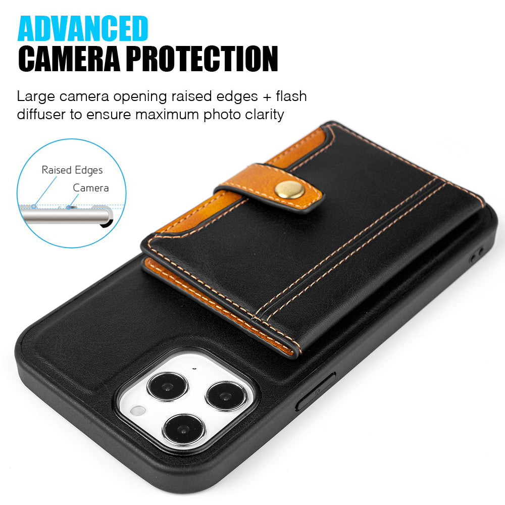 For Apple iPhone 13 /Pro Max Mini Leather Wallet Case Multi card Slim Hard Hybrid Pouch with 5 Credit Card & ID Slots Stand Flip Protective  Phone Case Cover