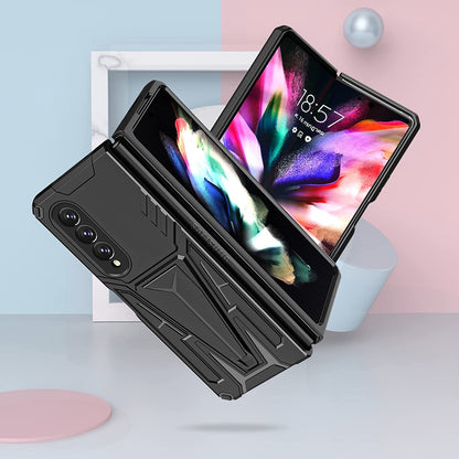 For Samsung Galaxy Z Fold 3 5G Hybrid Armor Rugged with Kickstand, Supports Magnetic Car Mount Dual Layer Hard PC Protective  Phone Case Cover