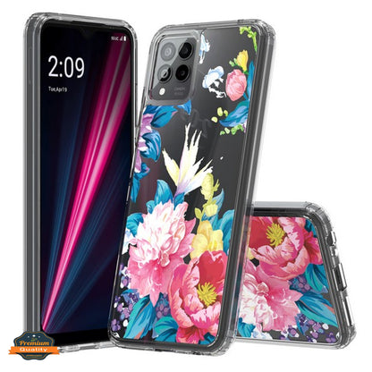 For T-Mobile Revvl 6 Pro 5G /Revvl 6 5G Floral Patterns Design Clear TPU Silicone Shock Absorption Bumper Slim Hard  Phone Case Cover