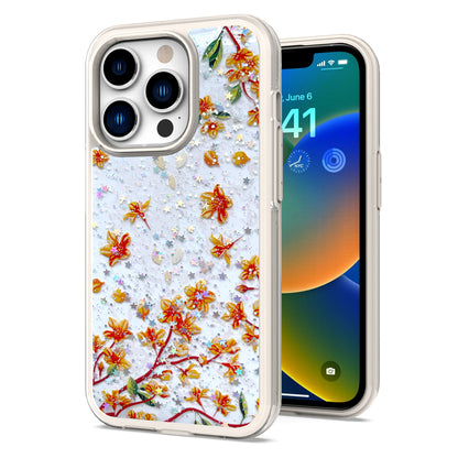 For Apple iPhone 11 (6.1") Sakura Spring Flowers Design Colorful Frame Hybrid Rubber TPU Hard PC Shockproof Rugged Slim  Phone Case Cover