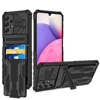 For Samsung Galaxy A33 5G Wallet Credit Card Holder ID Slot Hidden Back Pocket with Kickstand Dual Layer Armor Hard Hybrid  Phone Case Cover