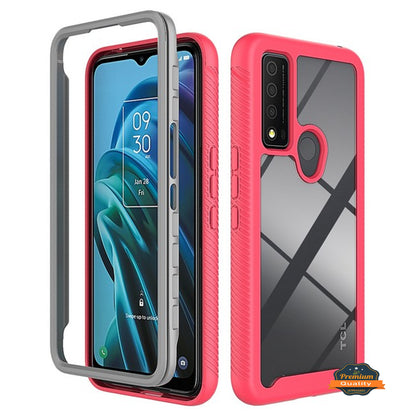 For TCL 30 XE 5G Full Body Frame Armor Slim Hybrid Double Layer Hard PC + TPU Transparent Back Rugged Shockproof  Phone Case Cover