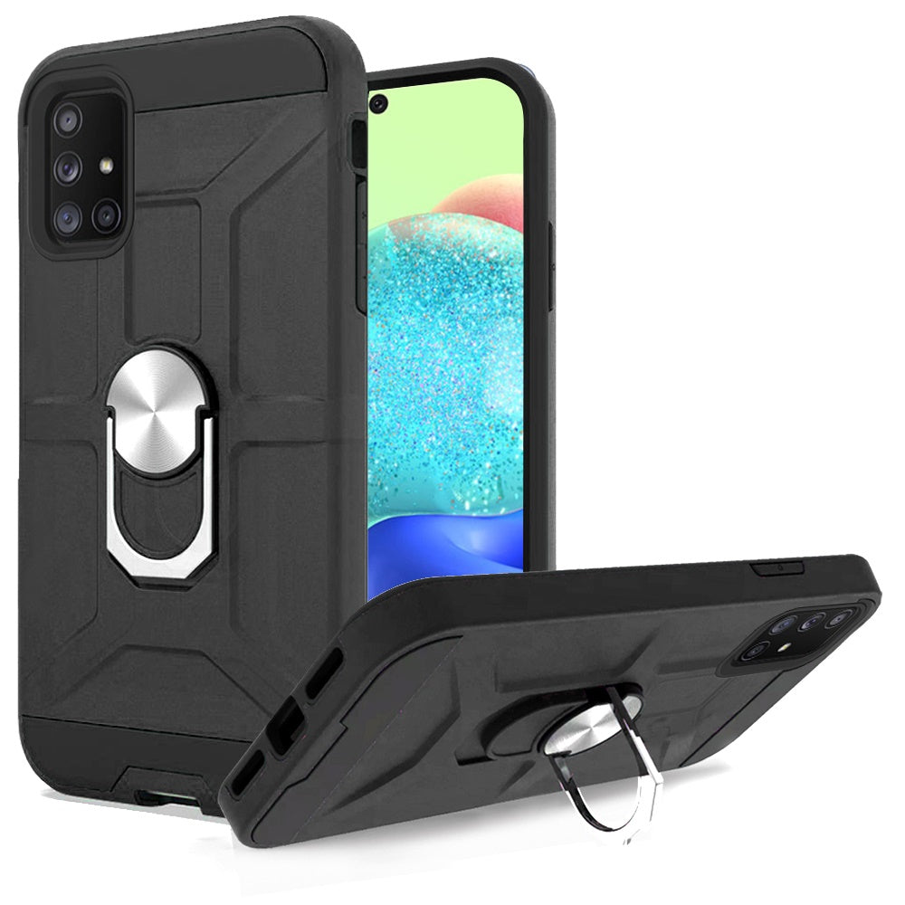 For Samsung Galaxy A71 5G Cases with Stand Kickstand Ring Holder [360° Rotating] Armor Dual Layer Work with Magnetic Car Mount Black Phone Case Cover