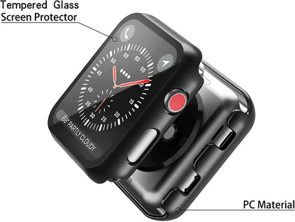 For Apple Watch 40mm Ultra Slim PC with Built in Clear Screen Protector Snap-on Full Coverage Shell Rubber TPU + Hard PC Frame for iWatch Series SE/6/5/4 Black Phone Case Cover