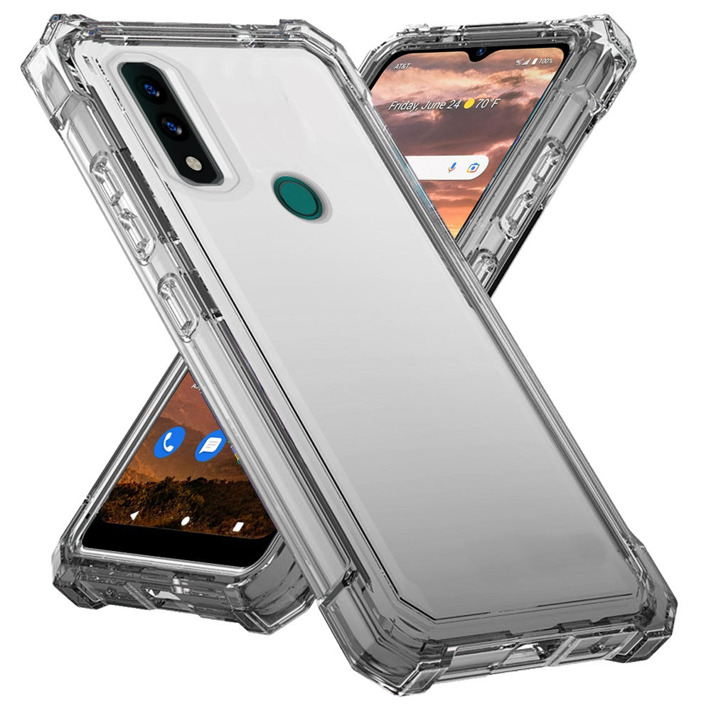 For AT&T Maestro 3 Clear Gradient Hybrid Thick Guard Shockproof Dual Layer Hard PC + TPU Bumper Frame Armor  Phone Case Cover