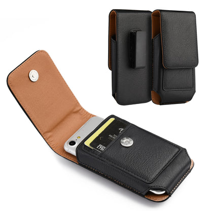 For Nokia C200 Universal Vertical Leather Case Holster with Card Slot, Rotation Belt Clip & Magnetic Closure Carrying Phone Pouch [Black]