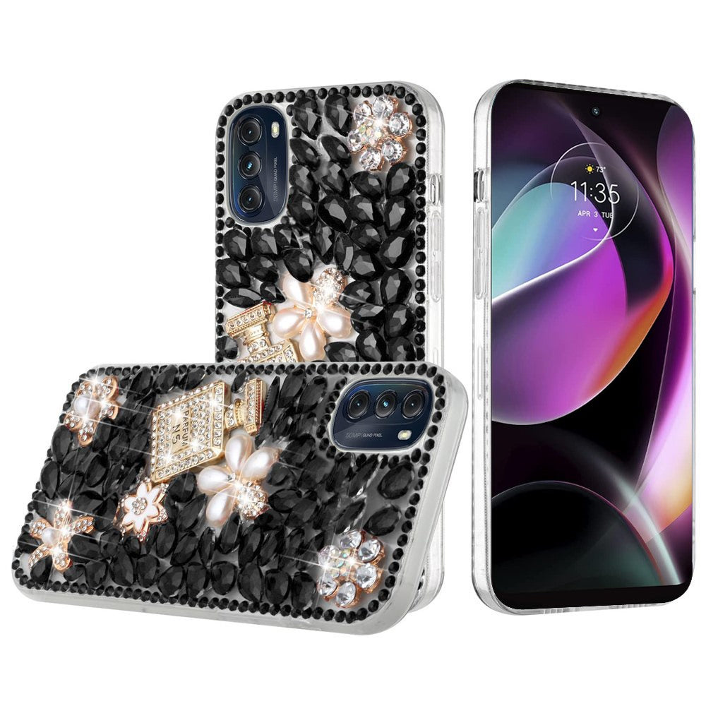 For Motorola Moto G 5G 2022 Bling Crystal 3D Full Diamonds Luxury Sparkle Transparent Rhinestone Hybrid Protective  Phone Case Cover