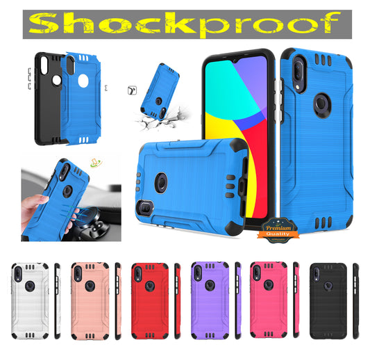 For Nokia G300 Hybrid Dual Layer Slim Defender Armor Tuff Metallic Brush Texture Finishing Shockproof Hard PC + TPU Rubber  Phone Case Cover