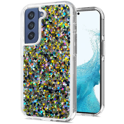 For Samsung Galaxy S22 /Plus Ultra Colorful Glitter Bling Sparkle Epoxy Glittering Shining Hybrid Hard PC Silicone Shockproof  Phone Case Cover