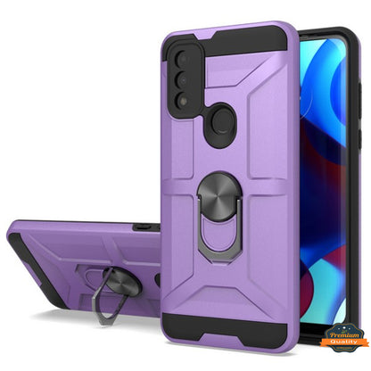 For T-Mobile Revvl 6 Pro 5G /Revvl 6 5G Hybrid Ring Stand [360° Rotatable Ring Holder Magnetic Kickstand] Rubber TPU  Phone Case Cover