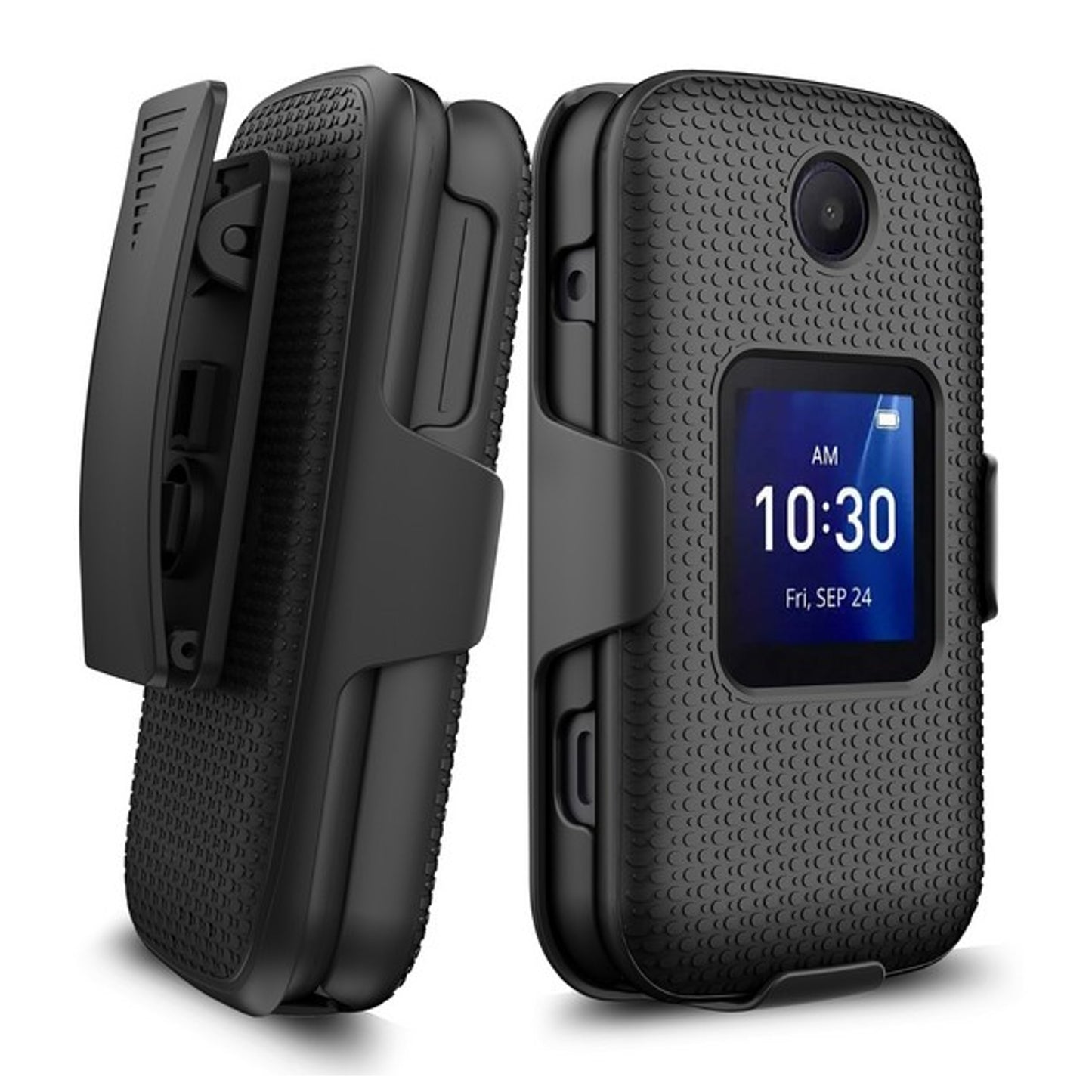 For TCL Flip Pro Hybrid Armor Holster with Swivel Belt Clip Heavy Duty 3 in 1 Defender Full Protective Shockproof Rugged  Phone Case Cover