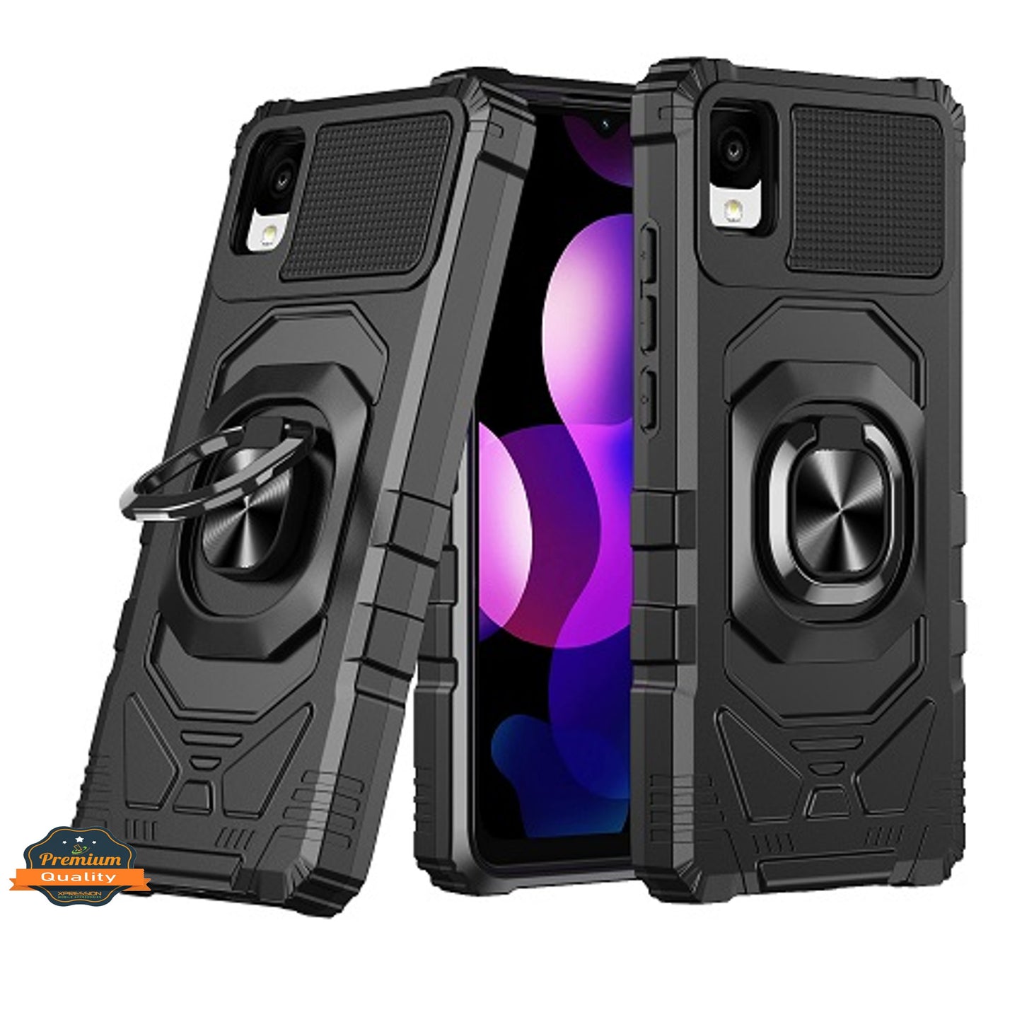 For TCL 30 Z Armor Hybrid Stand Ring Hard TPU Rugged Full-Body Protective [Military-Grade] Magnetic Car Ring Holder  Phone Case Cover