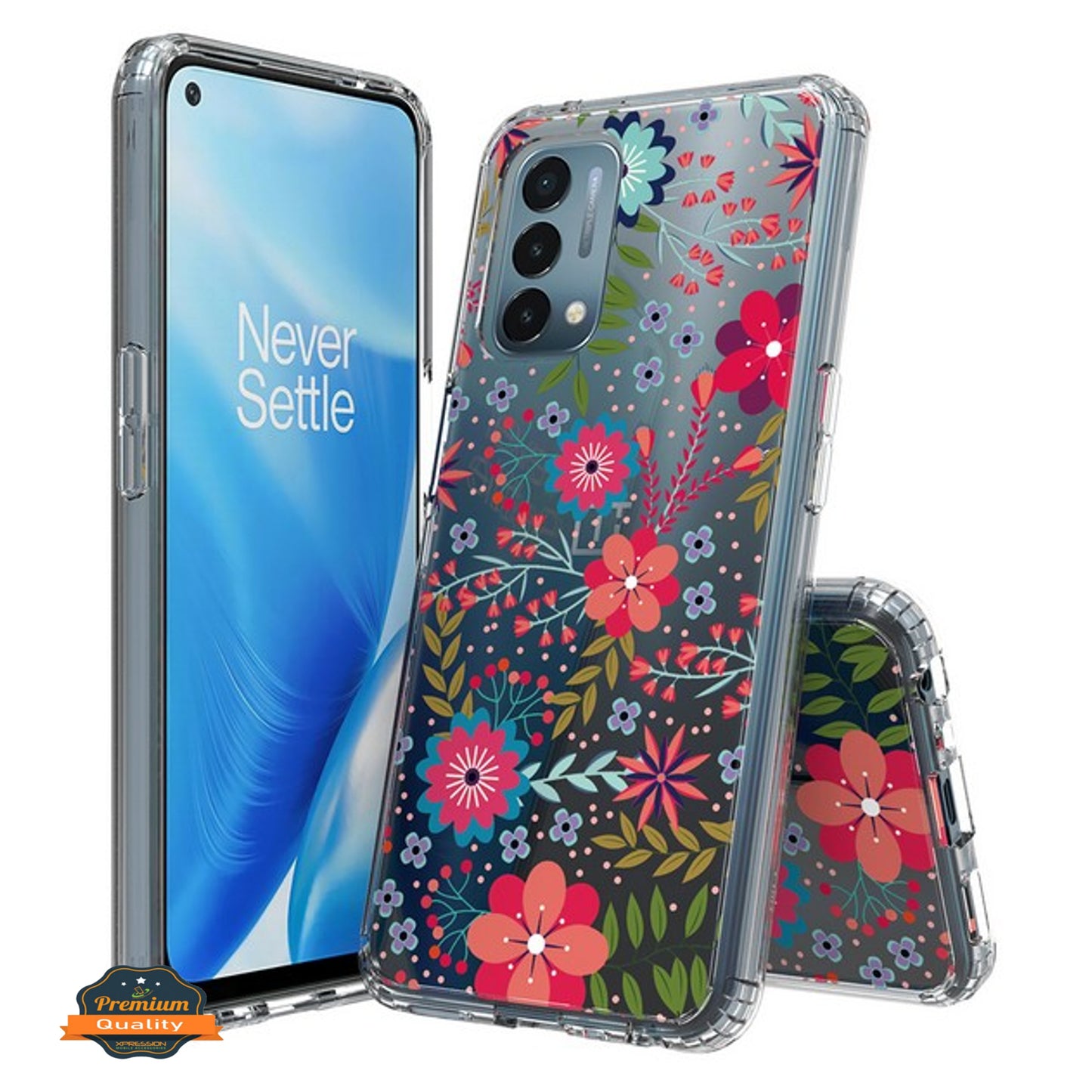 For Samsung Galaxy S22 Floral Patterns Design Transparent Soft TPU Silicone Shock Absorption Bumper Slim Hard PC Back  Phone Case Cover