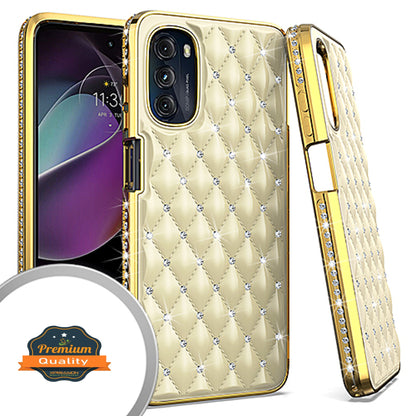 For Motorola Moto G 5G 2022 Diamonds Fashion Bling Rhinestone Glitter Luxury Plating Hybrid TPU Sturdy Hard PC TPU Back  Phone Case Cover