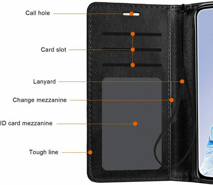 For OnePlus Nord N20 5G Wallet PU Leather Pouch with Credit Card Slots ID Money Pocket, Stand & Strap Flip Protective Black Phone Case Cover