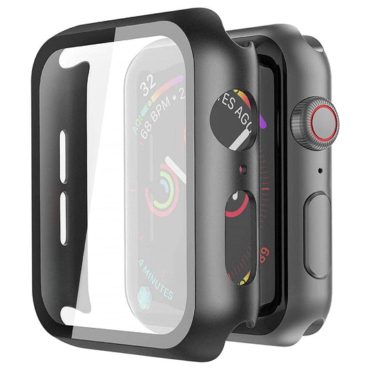 For Apple Watch Series 7 41mm Ultra Slim PC with Built in Clear Screen Protector Snap-on Full Coverage Shell Rubber TPU + Hard PC Frame for iWatch 41MM Series 7 Black Screen Protector