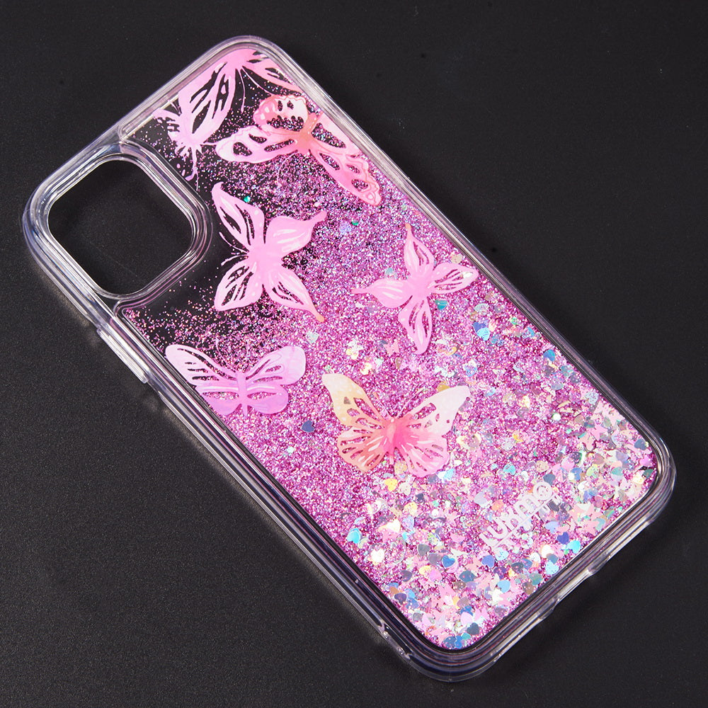 For Apple iPhone 14 Plus (6.7") Quicksand Waterfall Liquid Glitter Sparkling Design Floating Bling Hybrid  Phone Case Cover